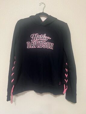 Harley-Davidson Women's Black & Pink Hoodie Sweater and Pant Set